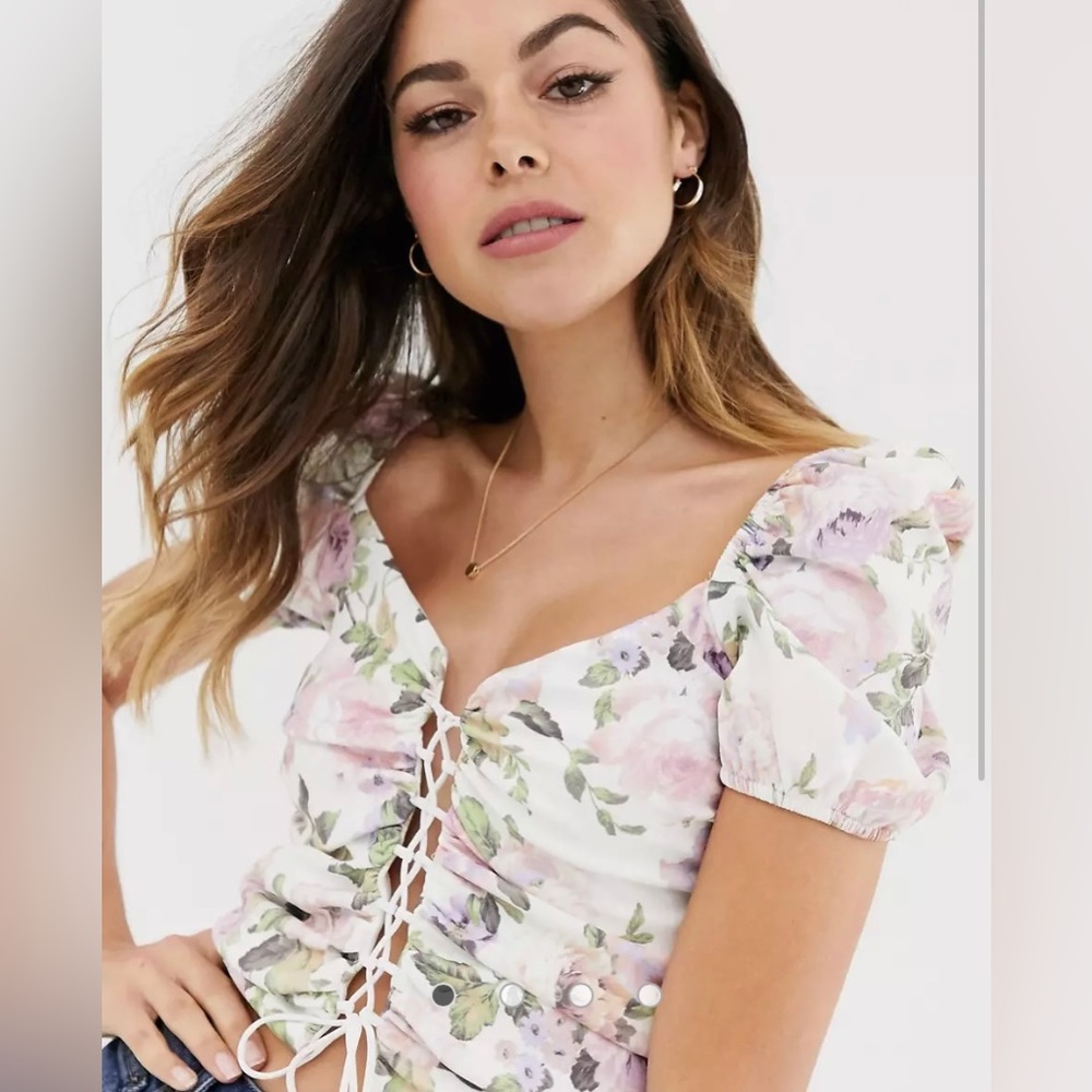 NWT ASOS puff sleeve corset top sz 6